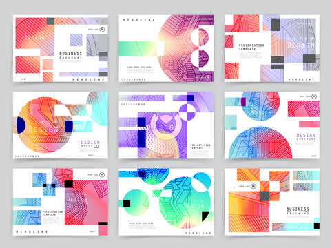 Presentation template, brochure design or cover for business purposes, layout with space for text and images.