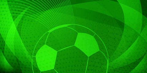 Wall Mural - Football or soccer background with big ball in green colors