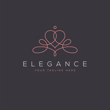 Ornate Feminine Elegant Abstract Logo With A Heart Shape In A Modern Mono Line Style.