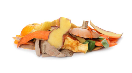 Wall Mural - Pile of organic waste for composting on white background