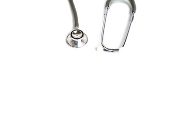 Wall Mural - Gray Stethoscope isolated on white background.