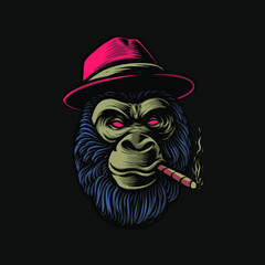 the gangster gorilla head illustration