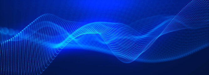 beautiful abstract wave technology background with blue light digital effect corporate concept