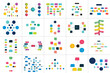 Mega set of various flowcharts schemes, diagrams. Simply color editable. Infographics elements.