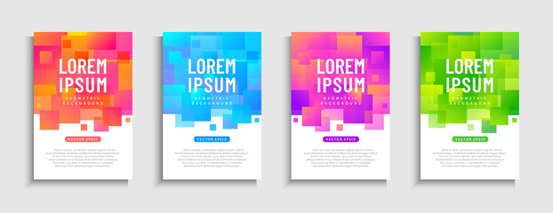 Wall Mural - abstract dynamic overlap square shape mobile sale banner set. sale banner trendy gradient template d