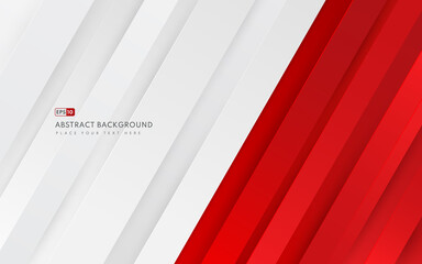 Wall Mural - abstract diagonal geometric red & white gradient color background and lines texture with copy space.