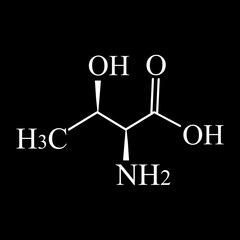 Wall Mural - Threonine is an amino acid. Chemical molecular formula of threonine amino acid. Vector illustration on isolated background