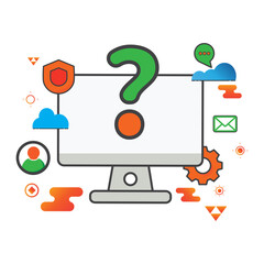 Poster - question illustration. computer illustration. Flat vector illustration. can use for, icon design element,ui, web, mobile app.