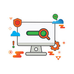 Poster - search illustration. computer illustration. Flat vector icon. can use for, icon design element,ui, web, mobile app.