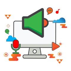Poster - sound illustration. computer illustration. Flat vector icon. can use for, icon design element,ui, web, mobile app.