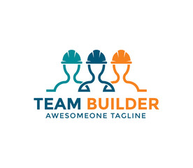 team builder logo design vector illustration