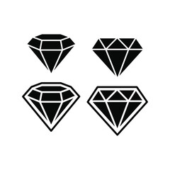 A set of diamonds in a flat style. Abstract black diamond collection icons. Linear outline sign. Vector icon logo design diamonds. Editable and replaceable.