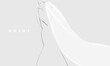 Young elegant bride in wedding dress and veil. Fashion illustration in sketch style. Vector