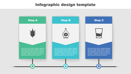 Sticker - Set Hop, Bottle of cognac or brandy and Glass vodka. Business infographic template. Vector.