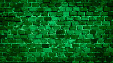 Green Brick Wall With A Visible Texture. Background
