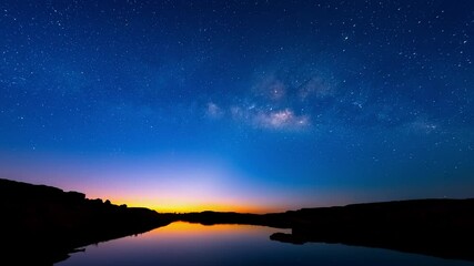 4k time lapse of milky way and sunrise over sam pan bok canyon, ubon ratchathani, thailand