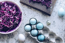 Dyed Easter Eggs With Red Cabbage