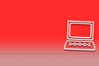 Symbol eines Computers auf einem roten Hintergrund
