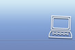 Blauer Hintergrund mit dem Symbol eines Computers