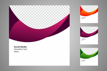 New set of editable minimal banner templates. Suitable for social media posts and web or internet ads. Vector illustration with photo college.