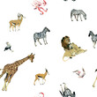 african animals watercolor seamless pattern