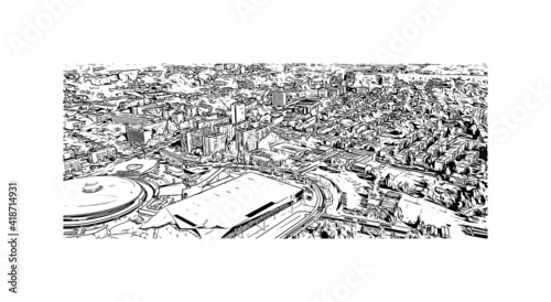 Building view with landmark of Katowice is an industrial city situated in the...