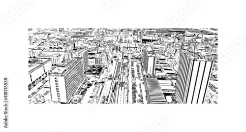 Building view with landmark of Katowice is an industrial city situated in the...