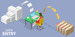 3D Isometric Flat Vector Conceptual Illustration of Data Entry Specialist.