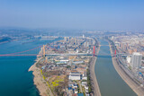 Fototapeta Boho - Drone view of Yichang city Hubei Province, China