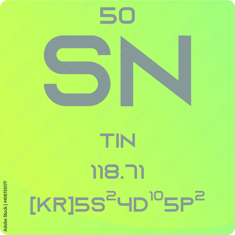Tin Sn Post transition metal Chemical Element vector illustration ...