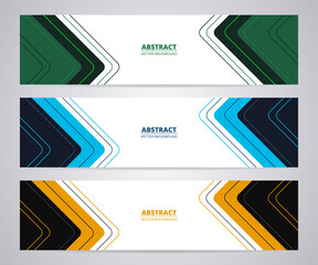 Poster - Wide modern web business vector banners set of three templates. Three color abstract horizontal web banner design template collection. White modern bright futuristic abstract wide backgrounds.