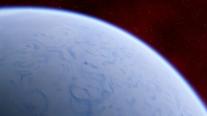 super-earth planet, realistic exoplanet, planet suitable for colonization, earth-like planet in far space, planets background 3d render	
