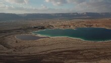 Spectacular Aerial View Of The Dead Sea And Mountains Behind It.
Cloudy Day.
The Lowest Place In The World
Arava - Israel