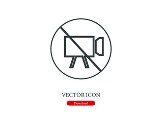 Poster - No video vector icon.  Editable stroke. Linear style sign for use on web design and mobile apps, logo. Symbol illustration. Pixel vector graphics - Vector