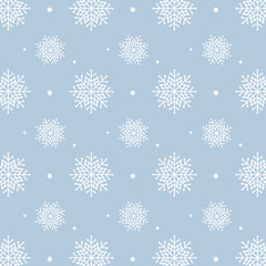 Wall Mural - Blue snowflakes pattern. White snowflakes pattern on blue background