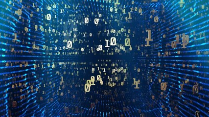 Digital Tunnel Binary Numbers Loopable 3d Animation Background
