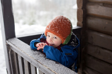 Canvas Print - Sweet children, playing in the snow