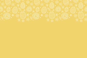 Wall Mural - Easter background with cute with decorative eggs and flowers. Vector