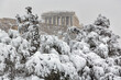 Snow in Athens - Parthenon close up