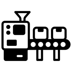 Poster - 
Conveyor belt denoting machinery icon in glyph vector 

