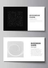 Poster - Vector layout of two creative business cards design templates, horizontal template vector design. Abstract technology black color science background. Digital data. Minimalist high tech concept.