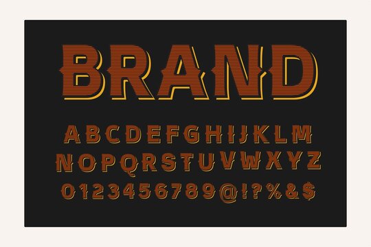 retro font, typeface design, green and orange vector background