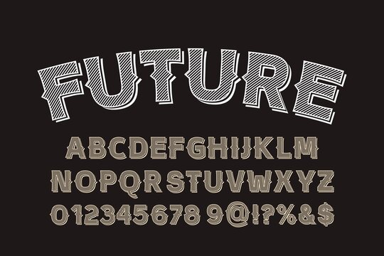 retro font, typeface design, green and orange vector background