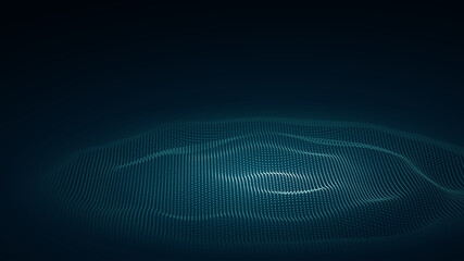 Poster - 3d abstract digital technology background. Futuristic sci-fi user interface concept with gradient dots and lines. Big data, artificial intelligence, music hud. Blockchain and cryptocurrency. Vector