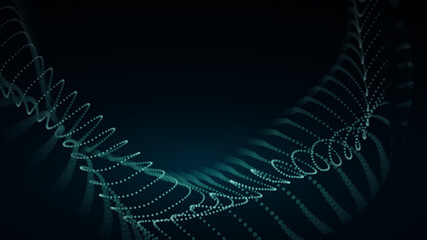 Poster - 3d abstract digital technology background. Futuristic sci-fi user interface concept with gradient dots and lines. Big data, artificial intelligence, music hud. Blockchain and cryptocurrency. Vector