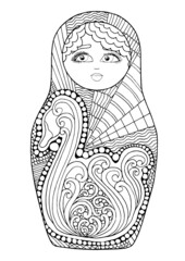 Wall Mural - black and white isolated russian matrioshka  doll