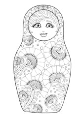 Wall Mural - black and white isolated russian matrioshka  doll