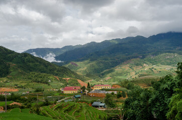 Vietnam village in a rice terrace