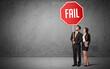 © ra2 studio - Young business person holding road sign with FAIL inscription, new rules concept