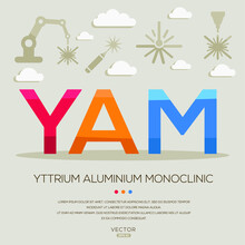 YAM Mean (yttrium Aluminium Monoclinic) Laser Acronyms ,letters And Icons ,Vector Illustration.
